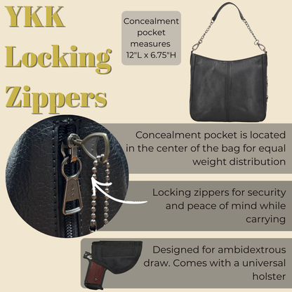 Concealed Carry Ava Leather Hobo by Lady Conceal