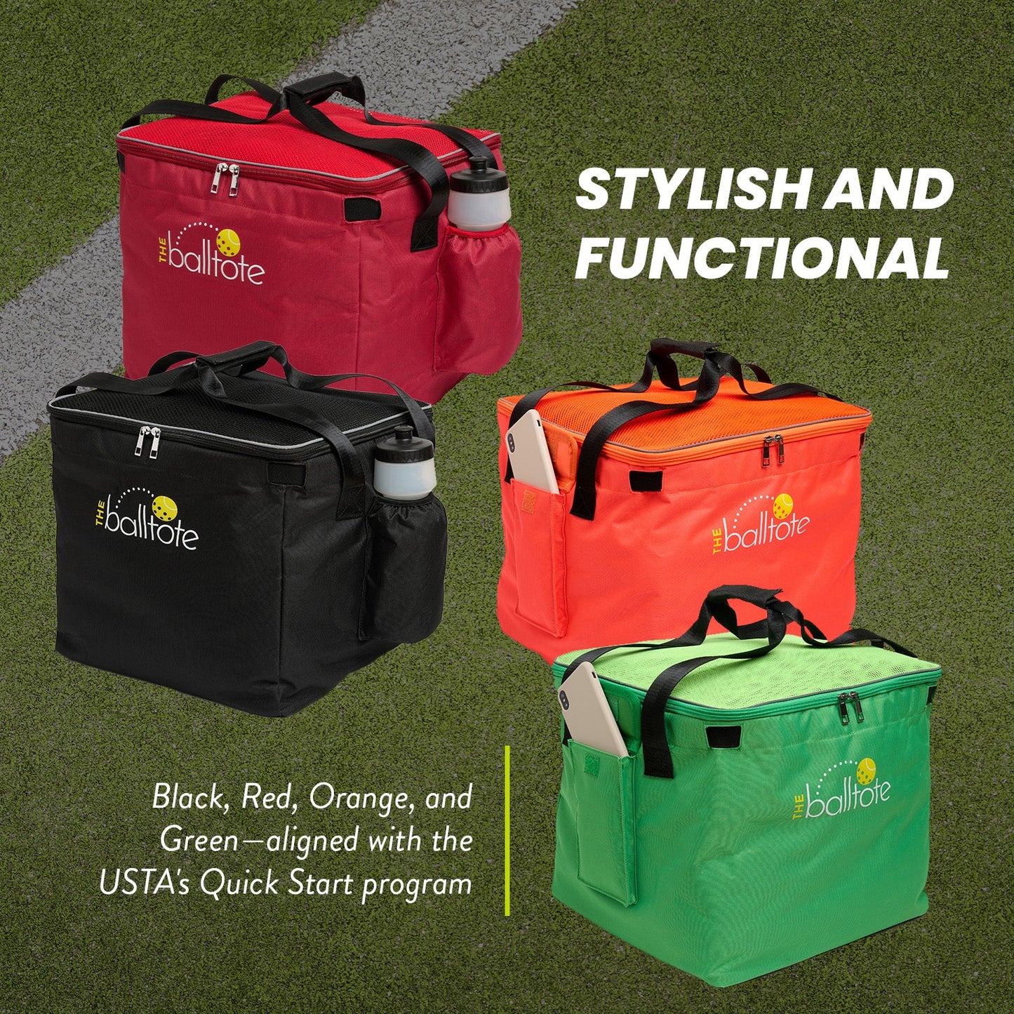 Racket Pets Ball Tote & Cart - Portable Teaching Cart with Black Ball Tote Bag for Tennis and Pickleball Pros