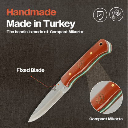 Kam Knife - B40 - Red and Brown Handle - Fixed Blade