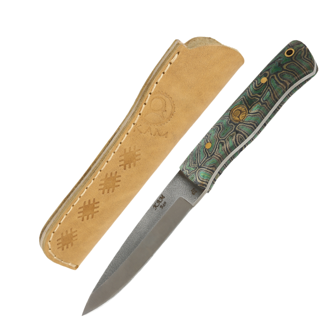Kam Knife - B40 - Green G Micarta Handle - Fixed Blade