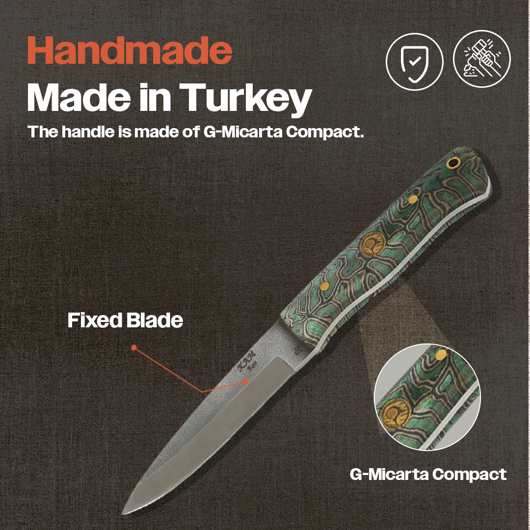 Kam Knife - B40 - Green G Micarta Handle - Fixed Blade