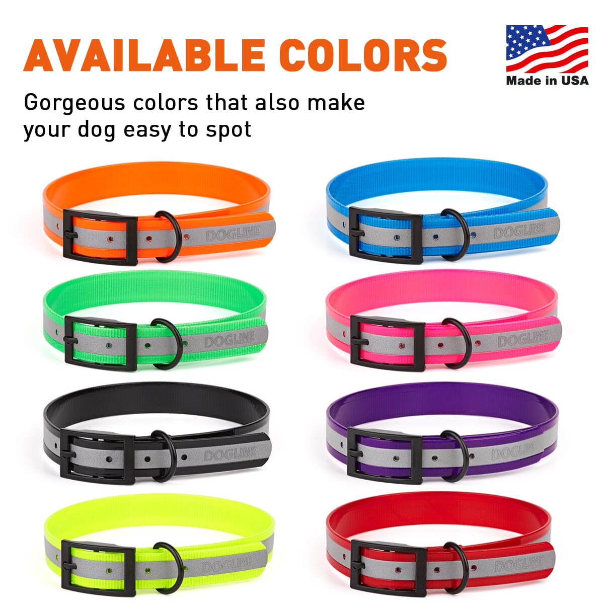 Dogline Biothane Translucent Reflective Collar