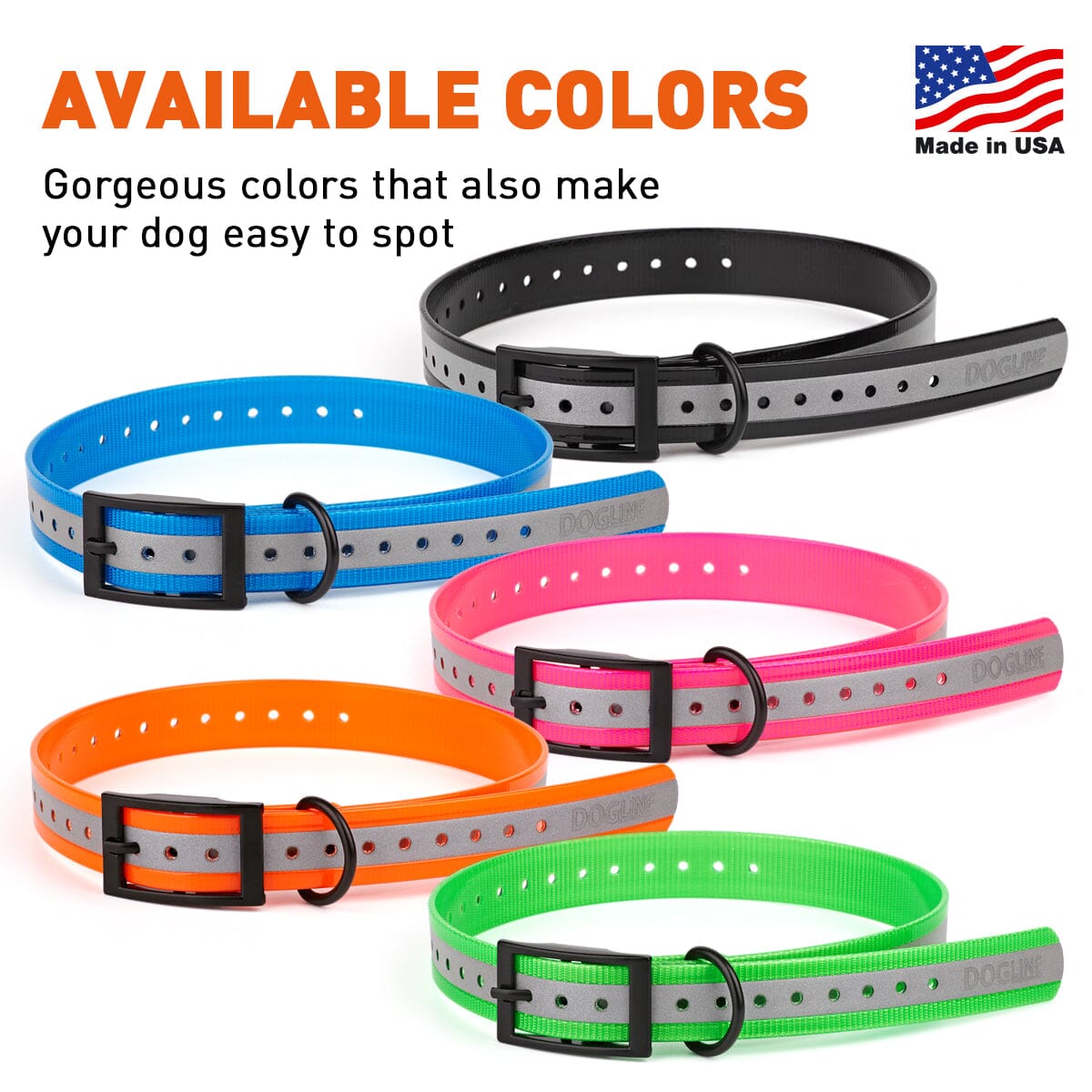 Dogline Biothane E-Collar Replacement Reflective Strap