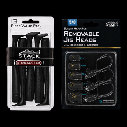 Stack Tackle Screwy Head Jigs + Tail Clapper Bundle Pack