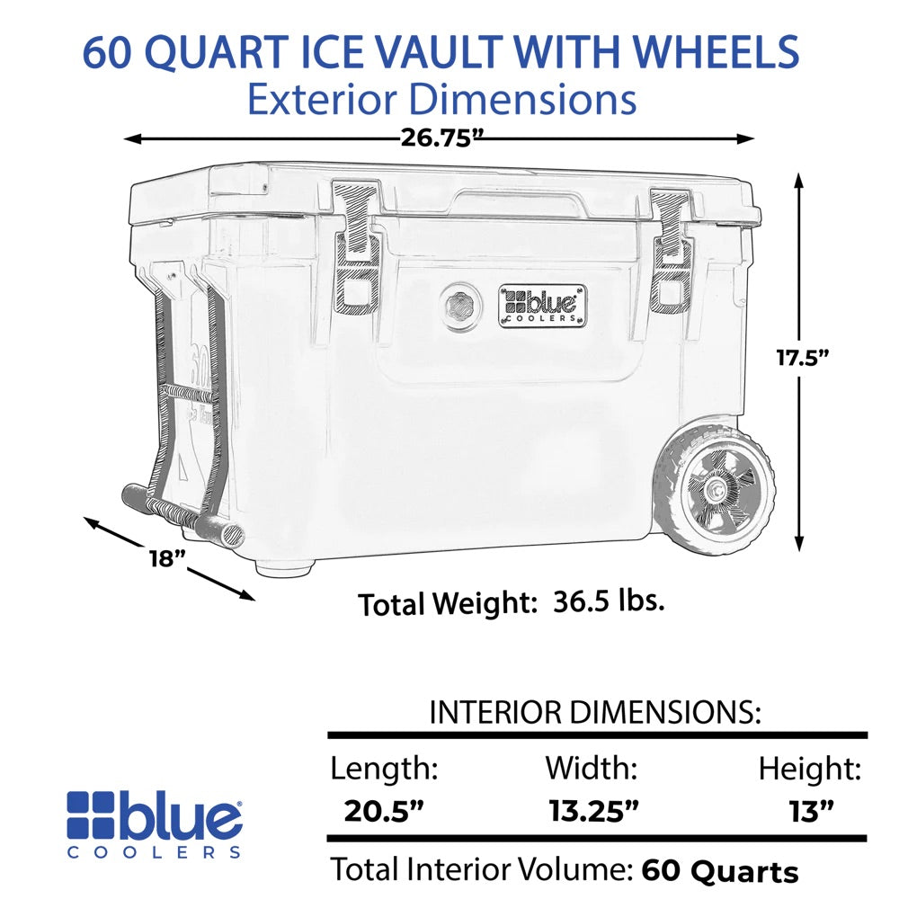 Caddis Sports 60 Quart Ice Vault Roto-Molded Cooler with Wheels
