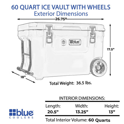 Caddis Sports 60 Quart Ice Vault Roto-Molded Cooler with Wheels