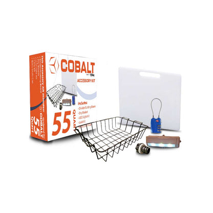 Caddis Sports Accessory Kit Cobalt - Divider/Cutting Board, Basket, Lock, Light, & Plug for Cobalt Coolers