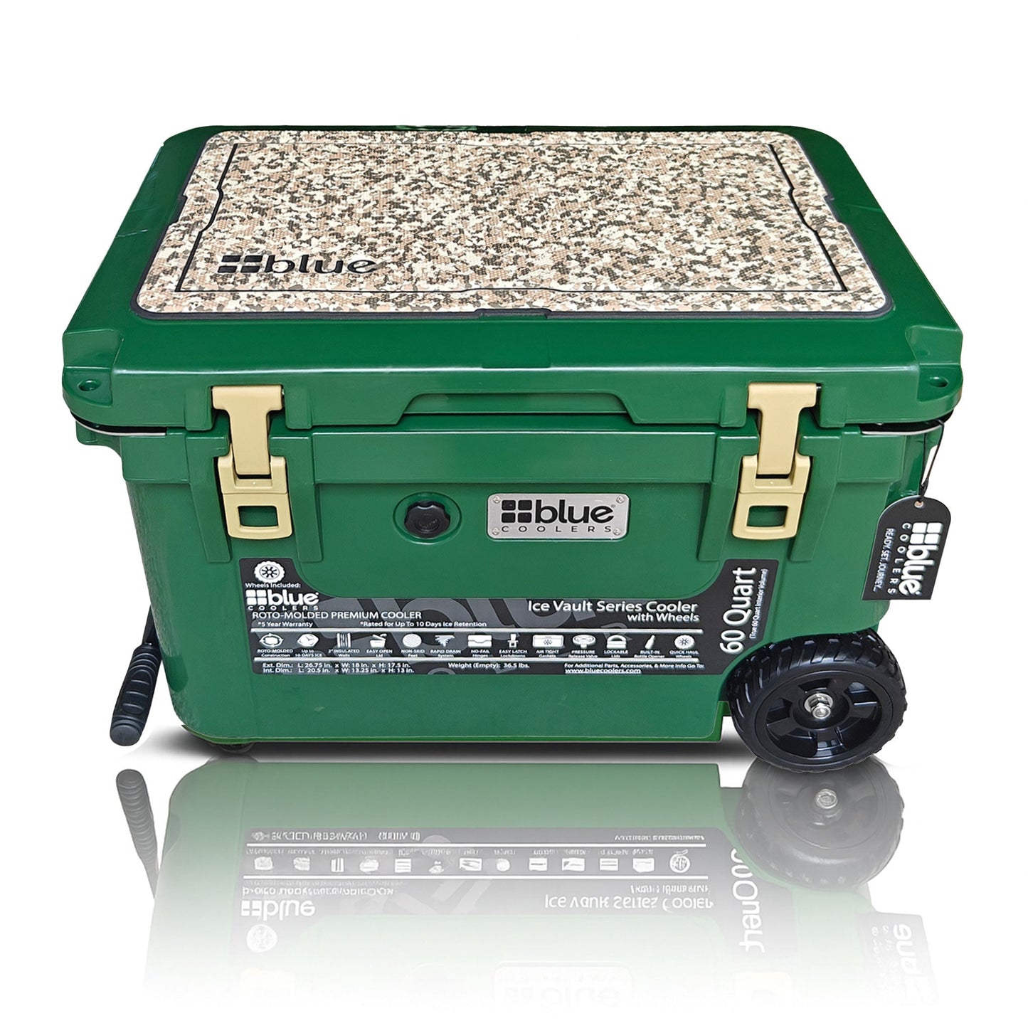 Caddis Sports 60 Quart Ice Vault Roto-Molded Cooler with Wheels