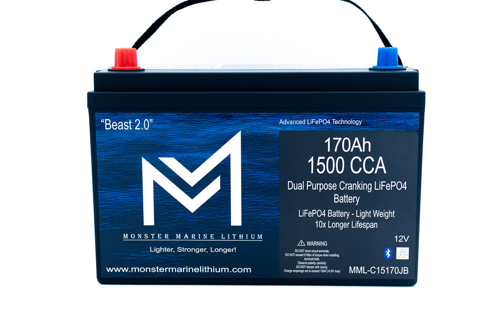 Monster Marine Lithium 1500 CCA 170AH Dual Purpose Cranking Lithium Beast 2.0 Bluetooth
