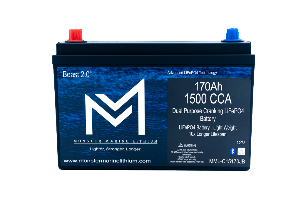 Monster Marine Lithium 1500 CCA 170AH Dual Purpose Cranking Lithium Beast 2.0 Bluetooth