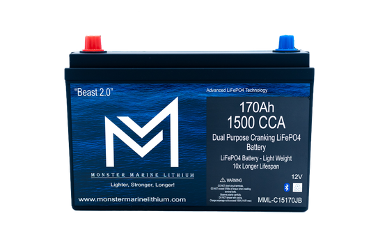 Monster Marine Lithium 1500 CCA 170AH Dual Purpose Cranking Lithium Beast 2.0 Bluetooth