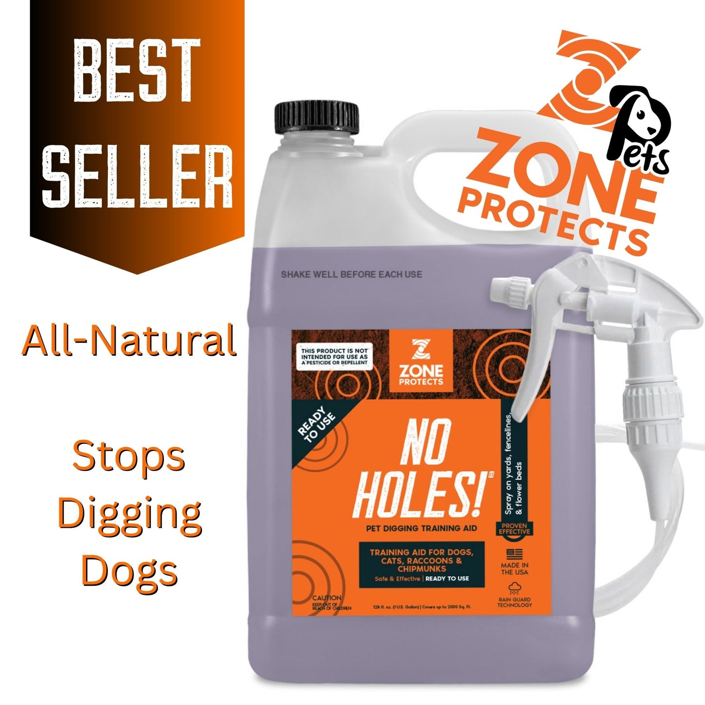 Zone Protects No Holes! Digging Prevention Concentrate/Gallon Trigger Sprayer