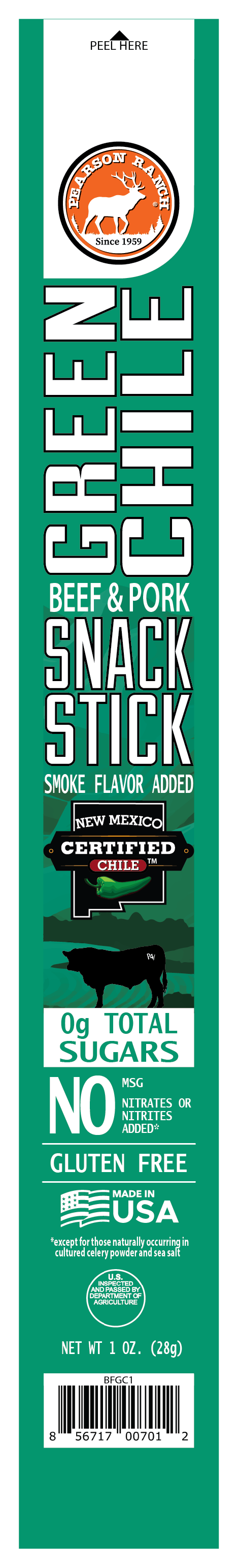 Pearson Ranch - Green Chile and Autumn Blend Chile Beef & Pork Snack Sticks (12 pack)