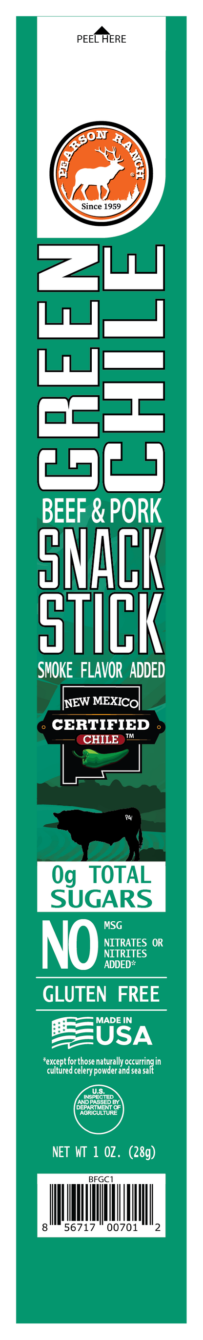 Pearson Ranch - Green Chile and Autumn Blend Chile Beef & Pork Snack Sticks (12 pack)