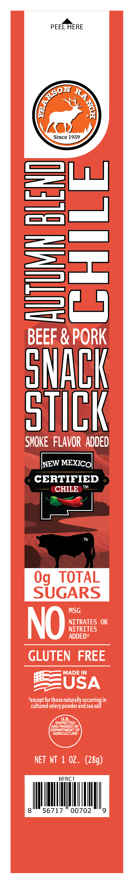 Pearson Ranch - Green Chile and Autumn Blend Chile Beef & Pork Snack Sticks (12 pack)