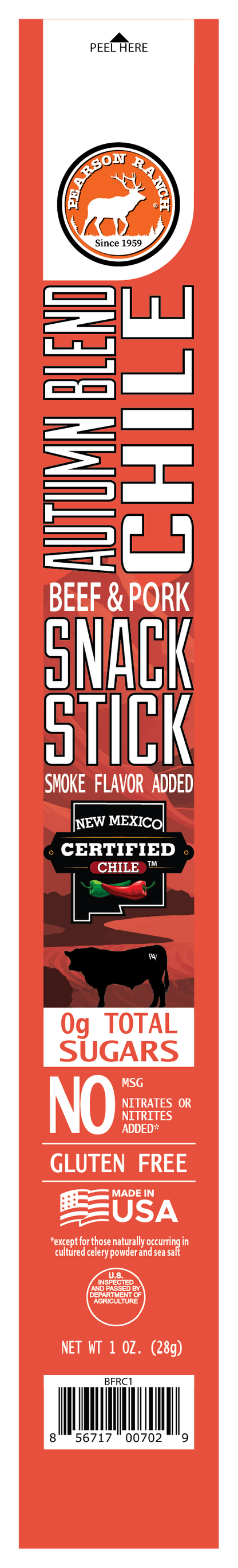 Pearson Ranch - Green Chile and Autumn Blend Chile Beef & Pork Snack Sticks (12 pack)