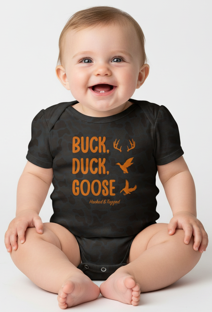 Hooked & Tagged  - Buck, Duck, Goose Onesie