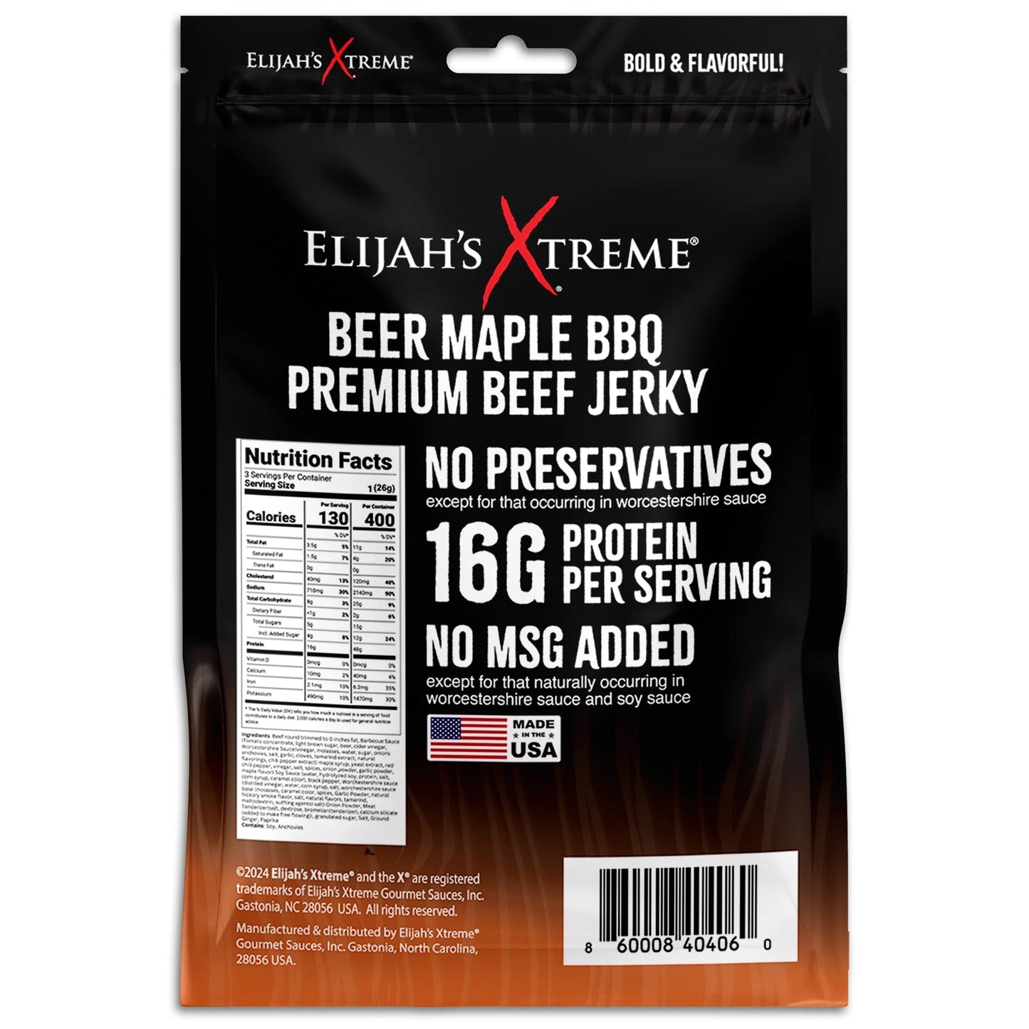 Elijah's Xtreme Beer Maple BBQ Beef Jerky