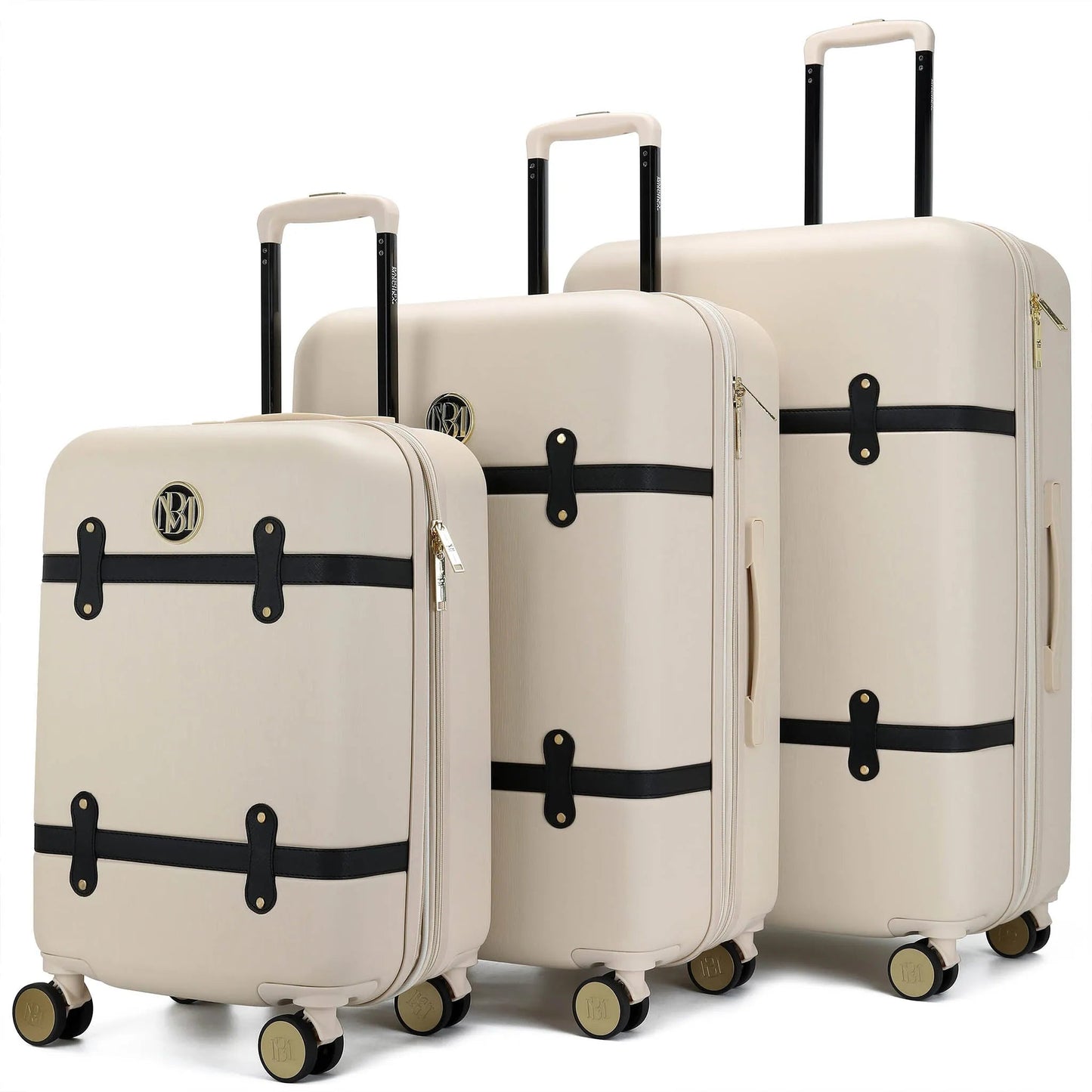 Badgley Mischka Grace 3 Piece Expandable Retro Luggage Set