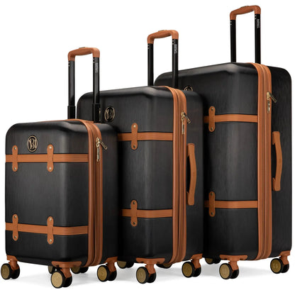 Badgley Mischka Grace 3 Piece Expandable Retro Luggage Set