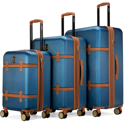 Badgley Mischka Grace 3 Piece Expandable Retro Luggage Set