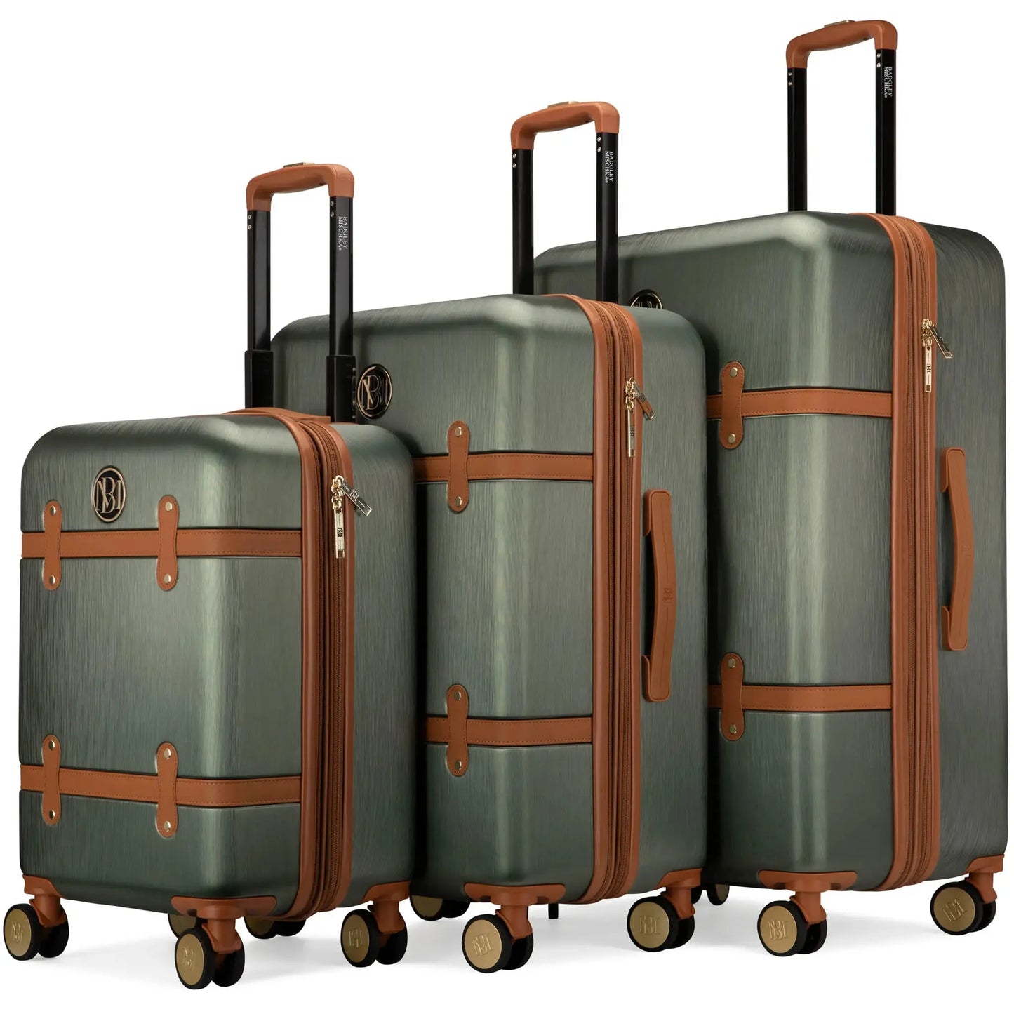 Badgley Mischka Grace 3 Piece Expandable Retro Luggage Set