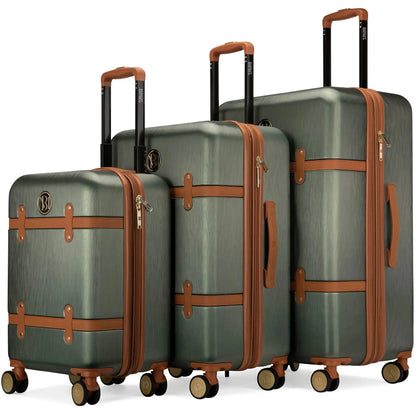 Badgley Mischka Grace 3 Piece Expandable Retro Luggage Set