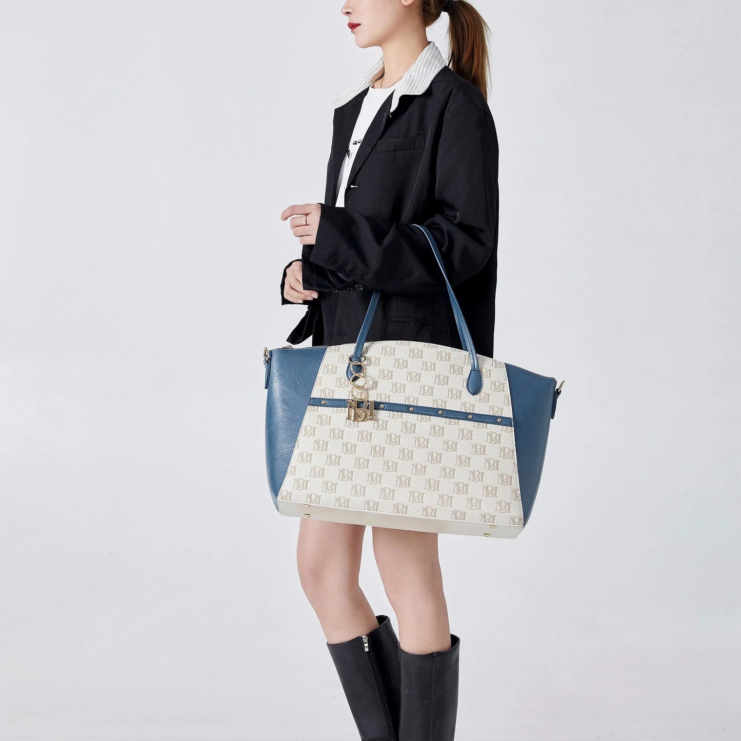 Badgley Mischka Caroline Vegan Leather Monogram Weekender Duffel Bag