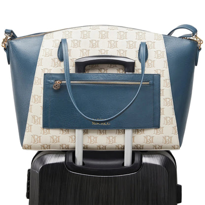 Badgley Mischka Caroline Vegan Leather Monogram Weekender Duffel Bag