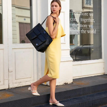 Badgley Mischka Diana Quilted Vegan Leather Weekender Duffel Bag