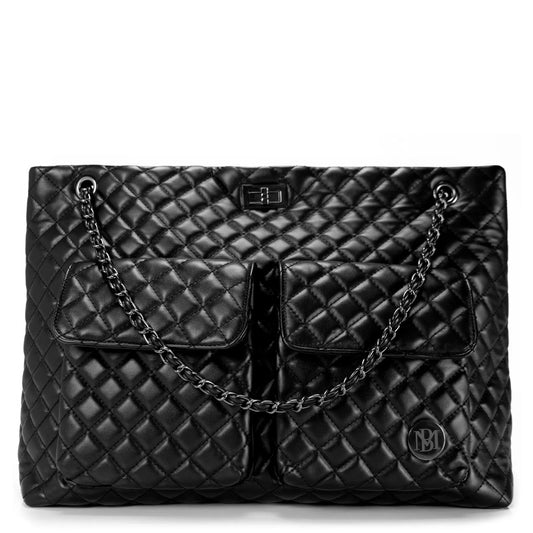 Badgley Mischka Diana Quilted Vegan Leather Weekender Duffel Bag