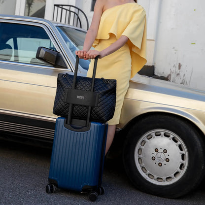 Badgley Mischka Diana Quilted Vegan Leather Weekender Duffel Bag