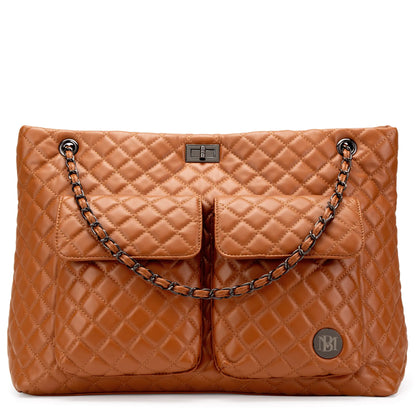 Badgley Mischka Diana Quilted Vegan Leather Weekender Duffel Bag