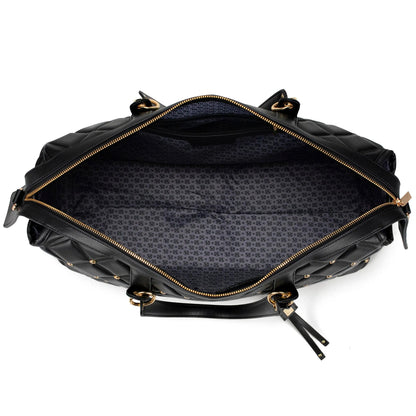 Badgley Mischka Diamond Quilted Vegan Leather Weekender Tote Bag