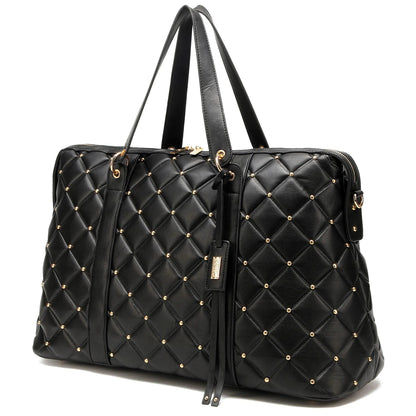 Badgley Mischka Diamond Quilted Vegan Leather Weekender Tote Bag