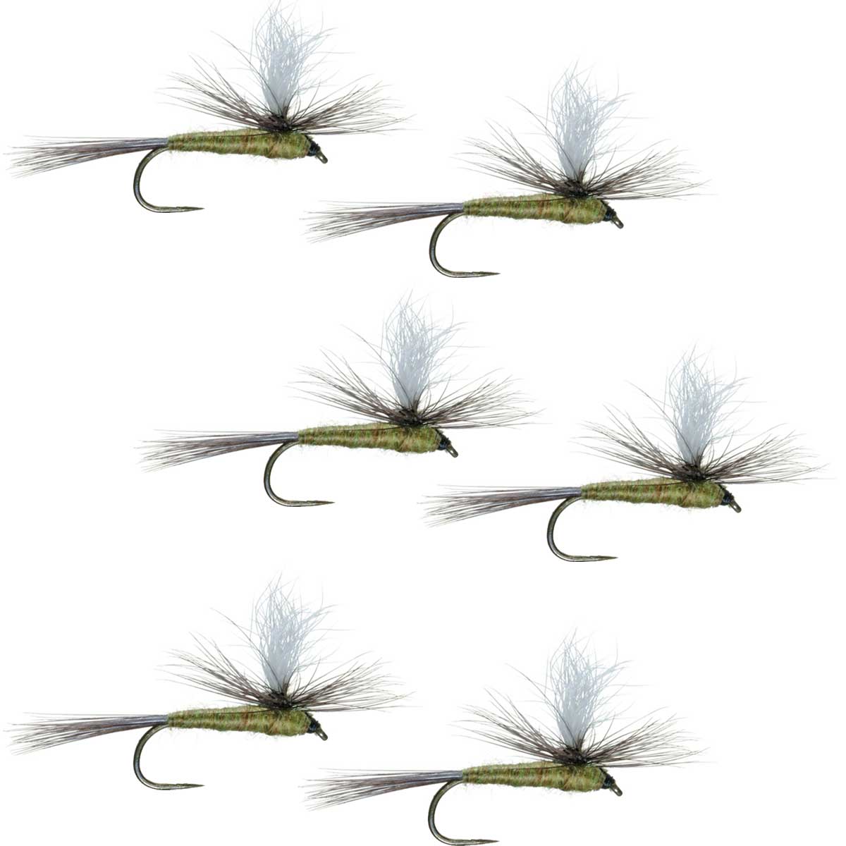 The Fly Fishing Place Barbless Parachute Blue Winged Olive BWO Classic Trout Dry Fly Fishing Flies - Set of 6 Flies Size 18