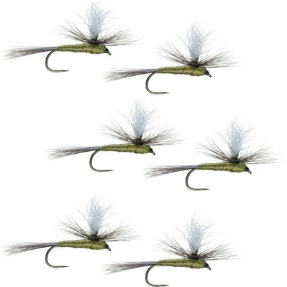 The Fly Fishing Place Barbless Parachute Blue Winged Olive BWO Classic Trout Dry Fly Fishing Flies - Set of 6 Flies Size 18