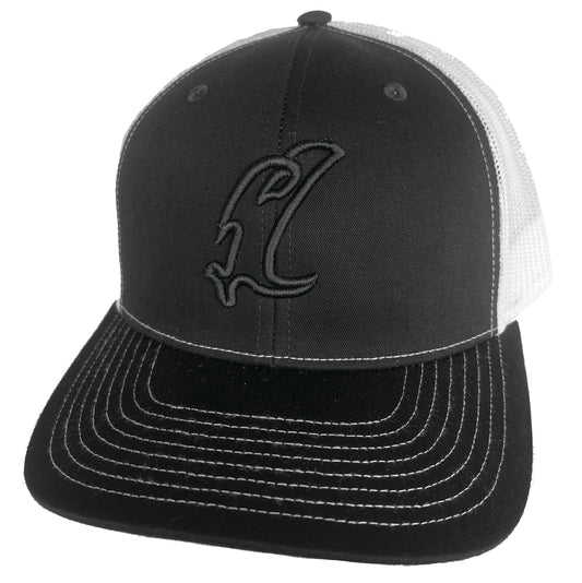 Vicious Fishing "Vic" Outline Black & White Adjustable Hat
