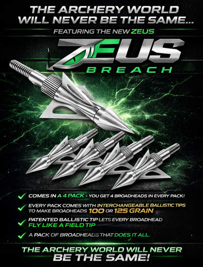 Killz ZEUS BREACH BROADHEADS (4 PACK)-COMES WITH BOTH 100/125 GR TIPS