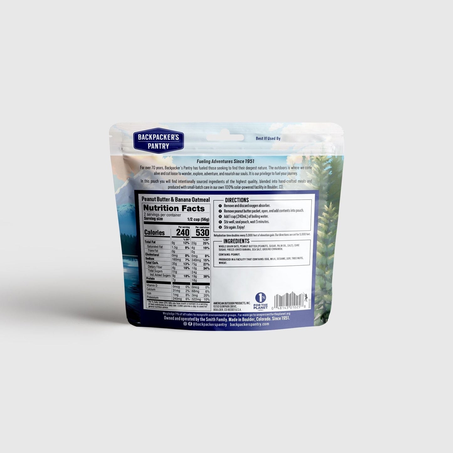 Backpacker's Pantry Peanut Butter & Banana Oatmeal