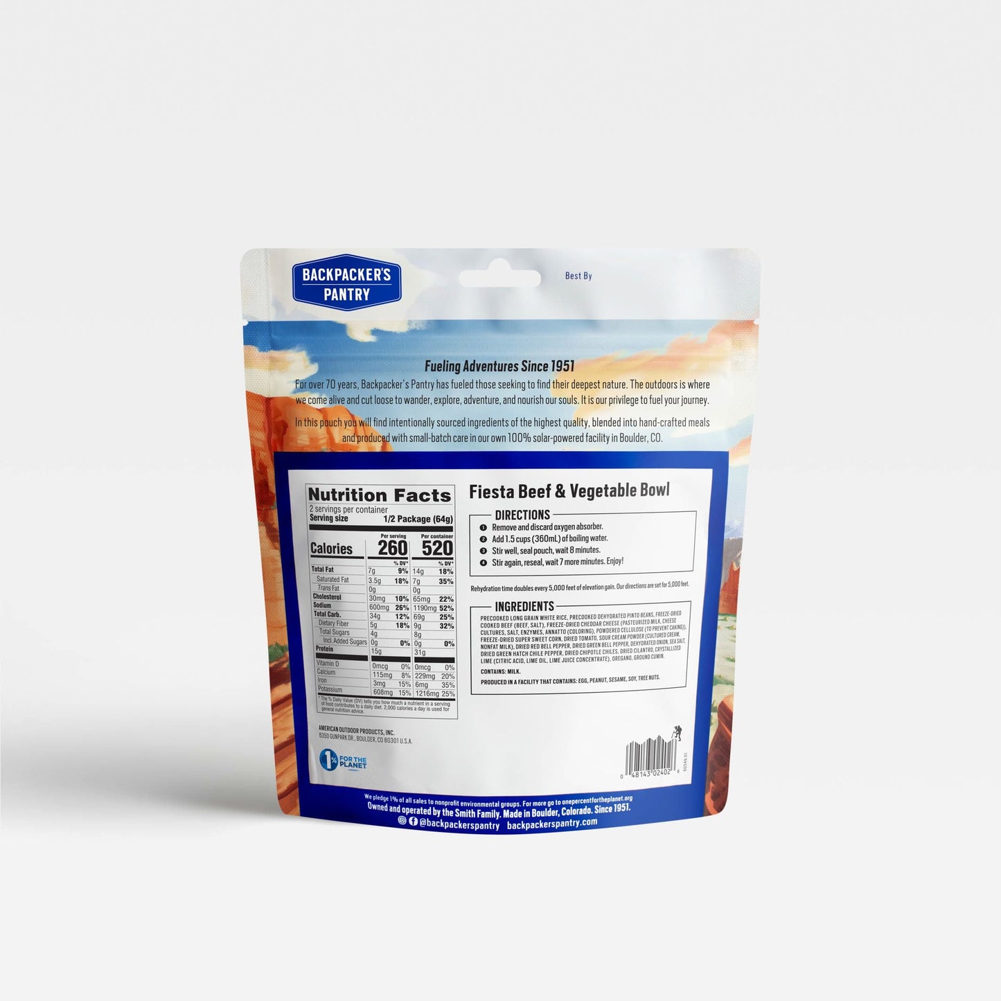 Backpacker's Pantry Fiesta Beef and Vegetable Bowl