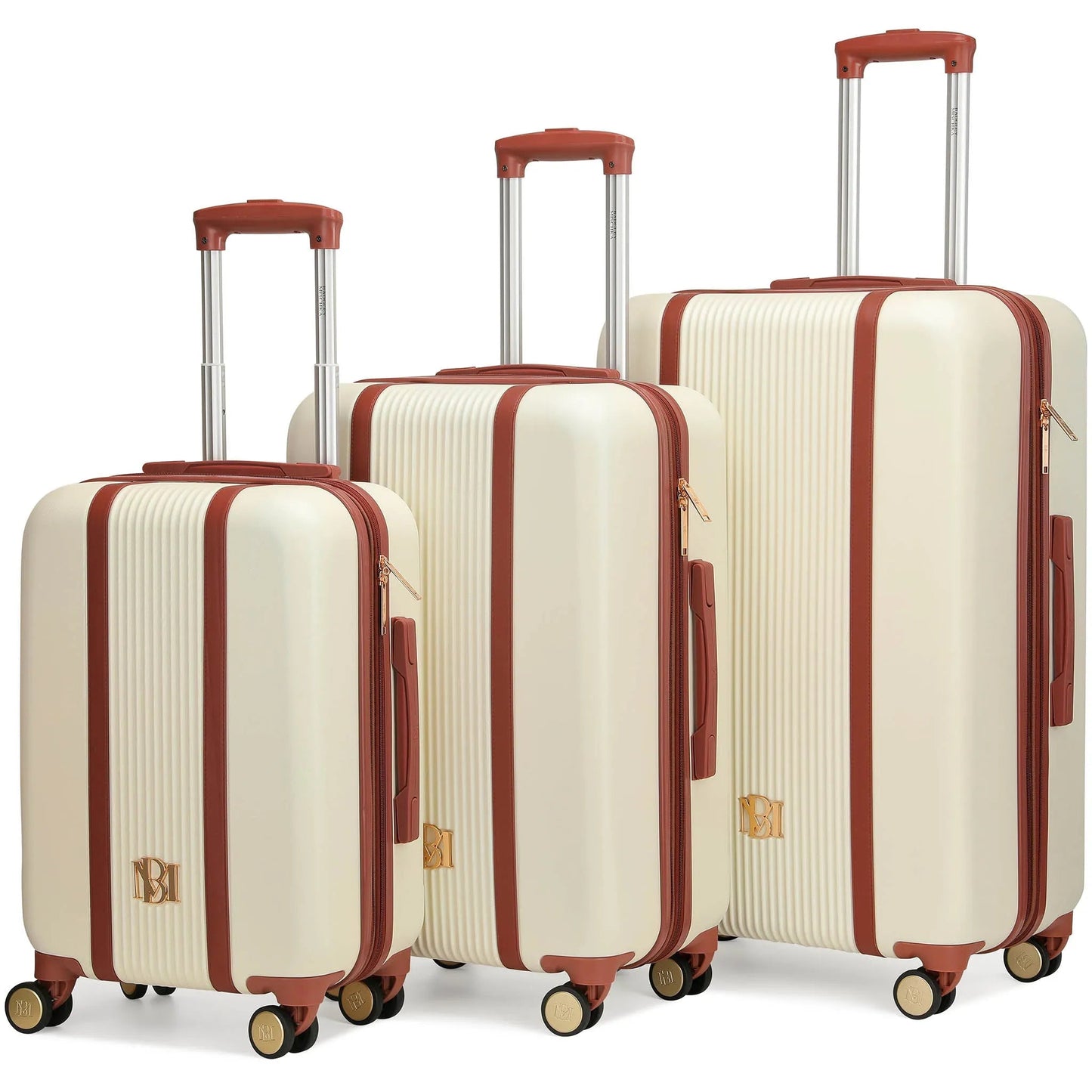 Badgley Mischka Mia 3 Piece Expandable Retro Luggage Set