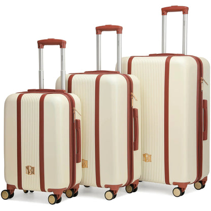 Badgley Mischka Mia 3 Piece Expandable Retro Luggage Set