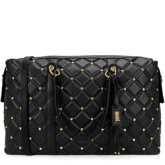 Badgley Mischka Diamond Quilted Vegan Leather Weekender Tote Bag