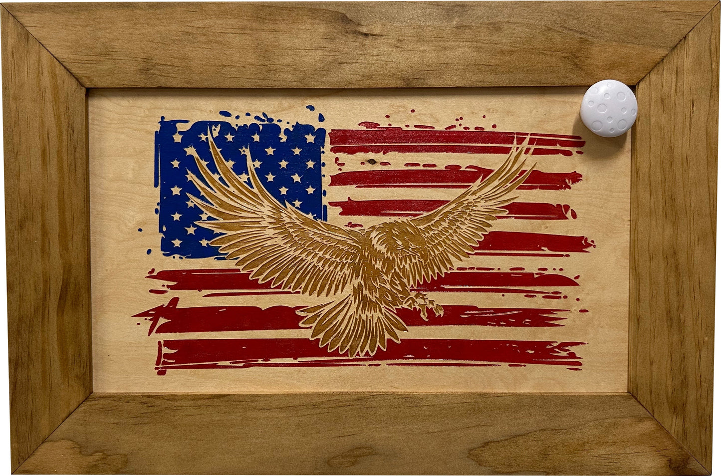 Bellewood Designs - Bald Eagle & American Flag Patriotic Decorative Wall-Mounted Secure Gun Cabinet