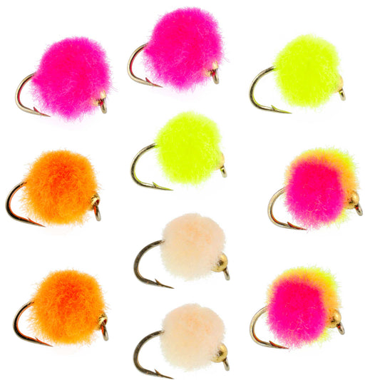 The Fly Fishing Place Bead Head Egg Assortment Fly Fishing Flies - 10 Flies -  5 Colors Hook Size 16