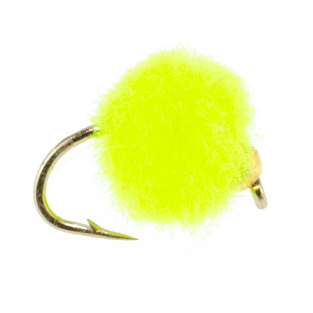 The Fly Fishing Place Bead Head Hot Chartreuse Egg Fly Fishing Flies - 1 Dozen Flies Hook Size 16