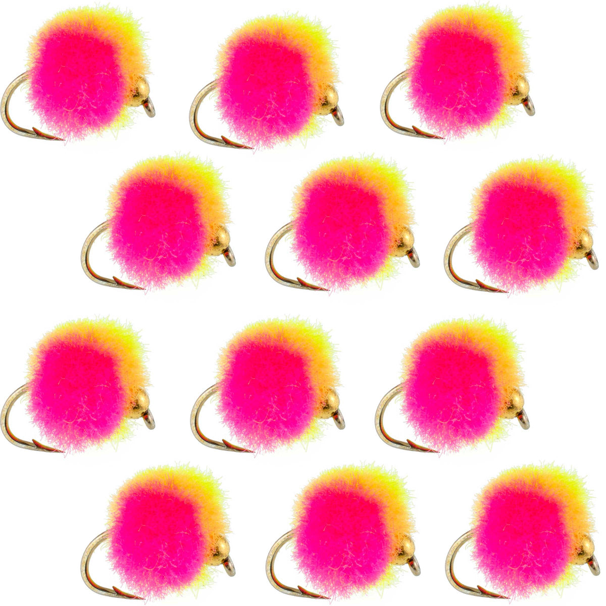 The Fly Fishing Place Bead Head Clown Egg Fly Fishing Flies - 1 Dozen Flies Hook Size 16