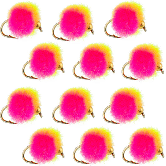 The Fly Fishing Place Bead Head Clown Egg Fly Fishing Flies - 1 Dozen Flies Hook Size 16