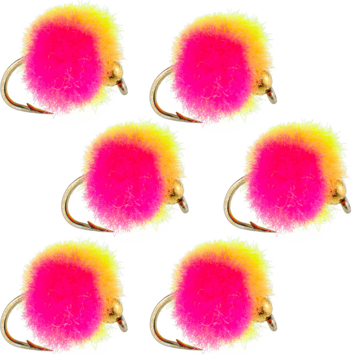 The Fly Fishing Place Bead Head Clown Egg Fly Fishing Flies - 6 Flies Hook Size 16